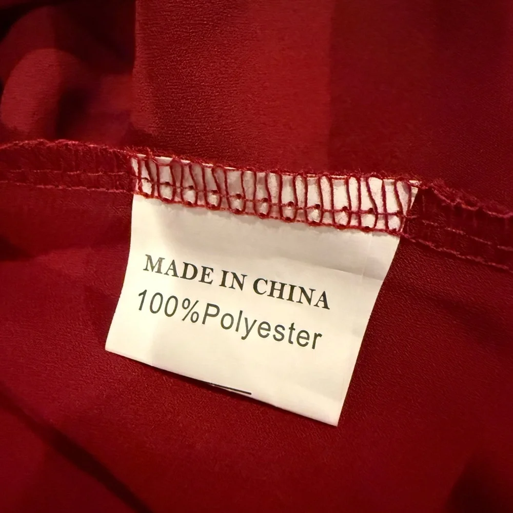 Abollria Red Blouse NWT | Bell Sleeve Top | Holiday / Work / Party - Picture 10 of 11